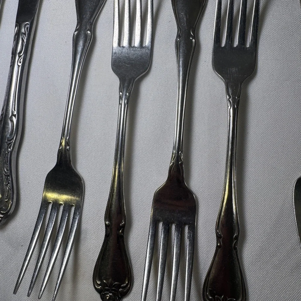 Oneida 1881 Rogers Rose Song Stainless Flatware 12pc Floral Silverware Vintage